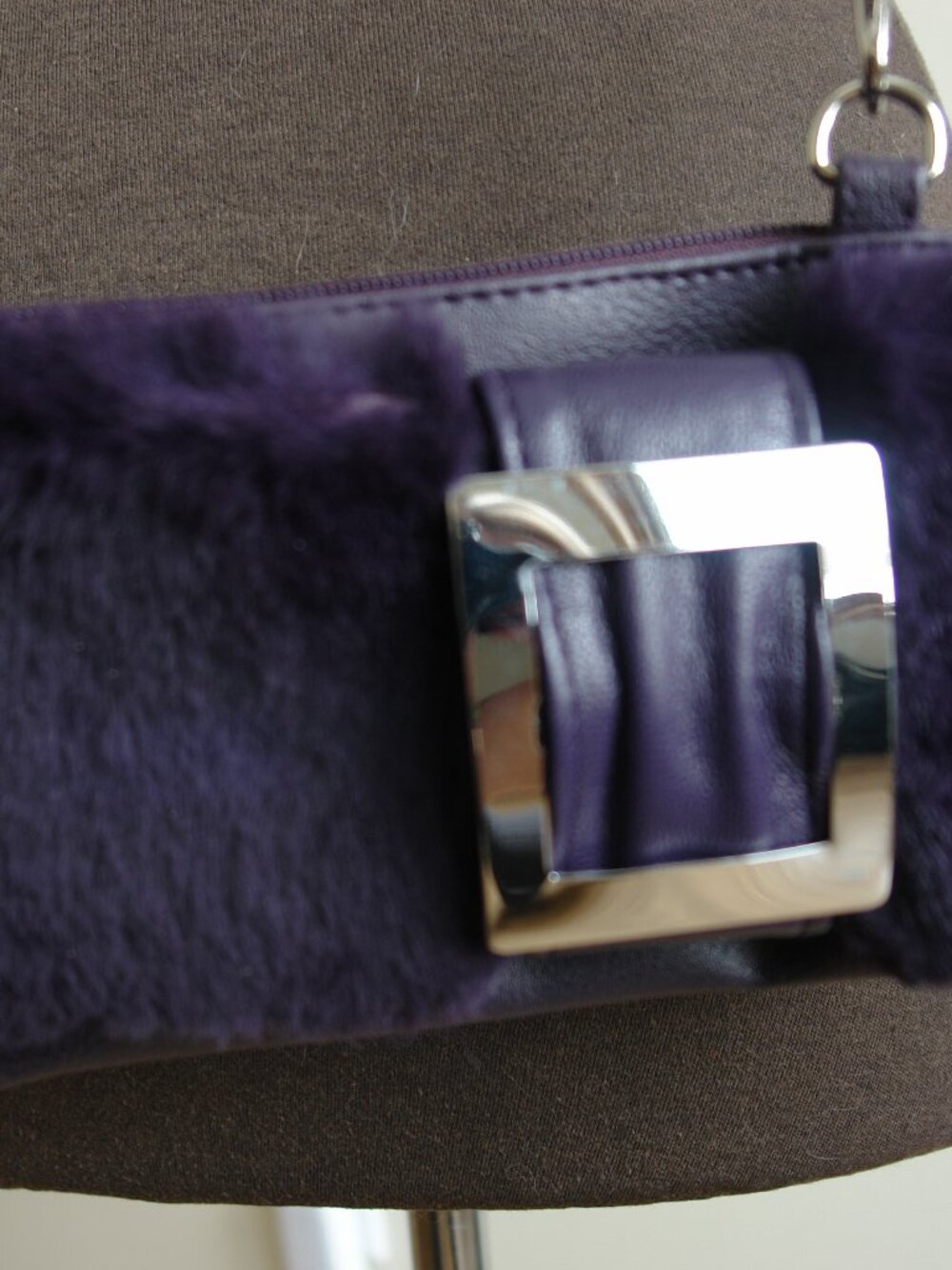 Royal Purple Fur Crossbody Handbag